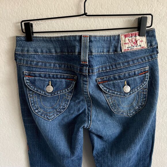 TRUE RELIGION Vintage Becky Bootcut Low Rise Blue Denim Jeans Womens 28 - Picture 4 of 7
